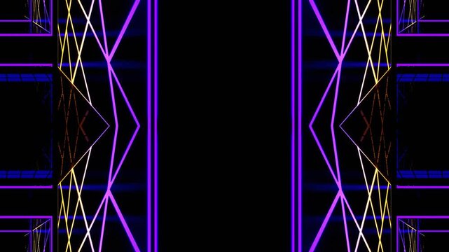 Purple and Yellow Cyberpunk Movement Kaleidoscope Background VJ Loop in 4K