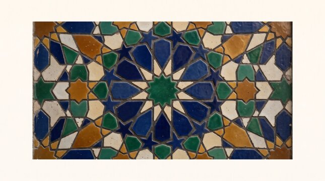 Colorful geometric islamic pattern with mosaic tiles