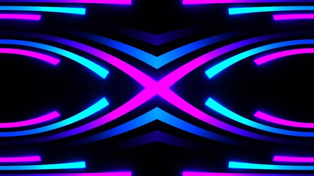 Purple and Blue Neon Lines Moving to Center Background VJ Loop in 4K