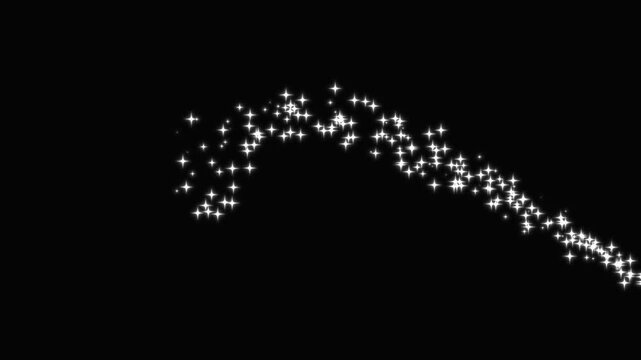 Fairy sparkle line burst with doodle glitter trail, magic stardust, pixie dust path, twinkling glitter stars, star trail overlay, green screen background, 4k video