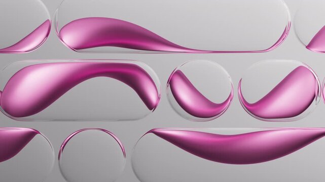 Abstract background. Surreal animation of pink liquid waves sliding along clear glass, creating a high-end energetic vibe. 3d looping animation.