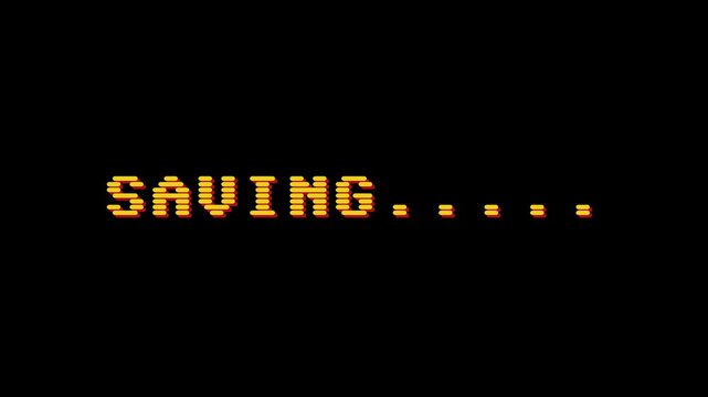 Saving Data Concept Pixels Displayed on a Black Background, Representing Progress and Data Storage During a Digital Process