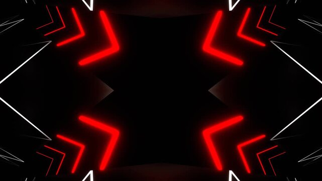 Red and White Neon Light Moving Kaleidoscope Background VJ Loop in 4K