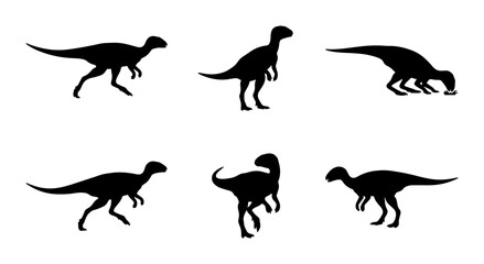 Dinosaur Silhouettes Vector Set, Prehistoric Creatures Collection, Jurassic Era Animals Icons © Kabita