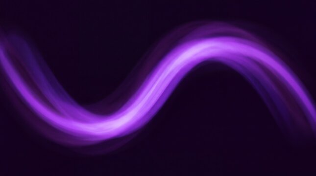 A glowing purple light wave moving in a smooth curve across a dark violet background scene