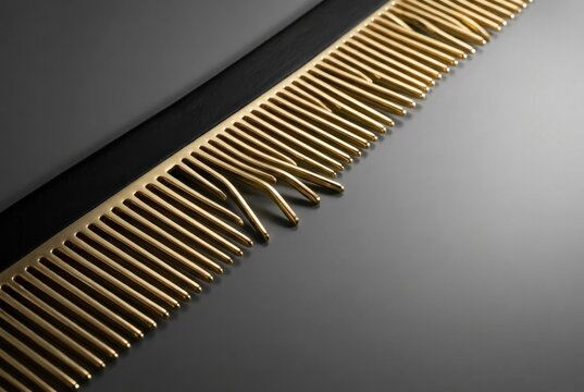 Gold hair comb on black background with sleek luxury styling