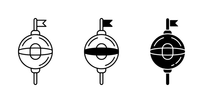 Fishing Bobber Icons, Buoy Vector Graphics, Fishing Float Symbols, Water Marker Set