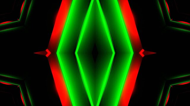 Green and Red Hypnotic Spirals Kaleidoscope Background VJ Loop in 4K