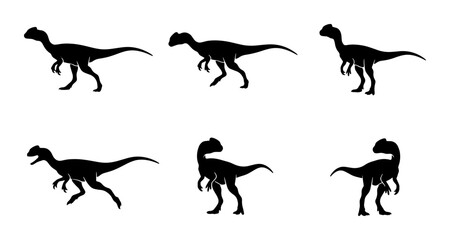 Obraz premium Dinosaur Silhouette Animation Sequence, Prehistoric Creature Motion Graphics, Raptor Character Sprite Sheet