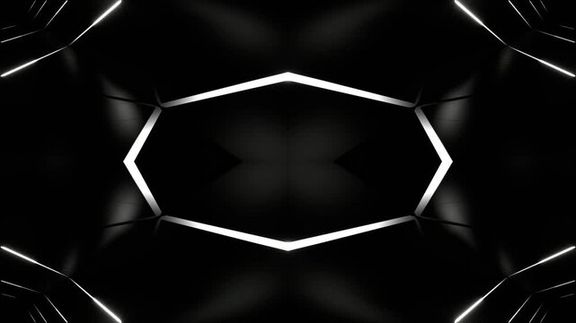 White Neon Light Kaleidoscope Background VJ Loop in 4K