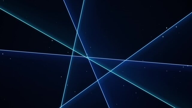 Abstract Glowing Neon Blue Laser Beams and Intersecting Lines Motion Background