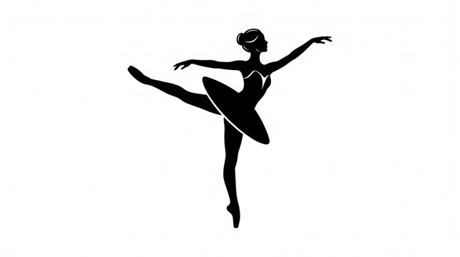 illustration of a single ballet dancer performing an elegant arabesque pose