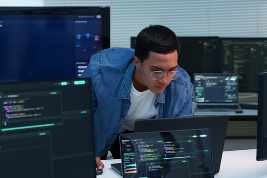 Programmer Developing Digital Software with Code and AI Technology