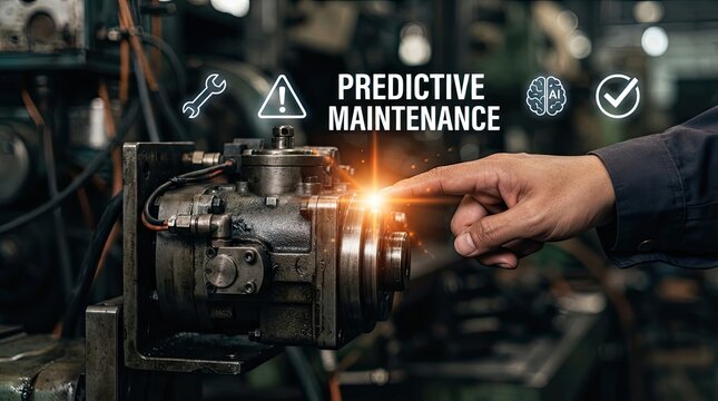 Industrial mechanic monitoring predictive maintenance on machinery with maintenance industrial predictive machinery