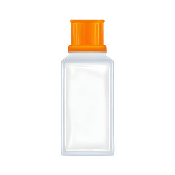 Square Plastic Bottle with Orange Cap
