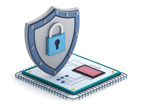 Secure microprocessor chip with shield lock protection