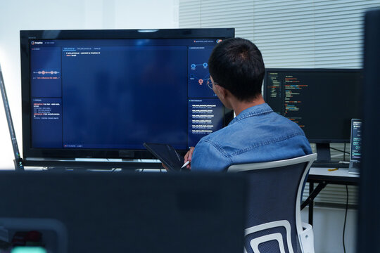 Programmer Developing Digital Software and AI Code
