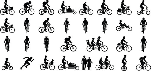 Minimalist Cyclist Collection Flat Vector Icons Set © Zinnah