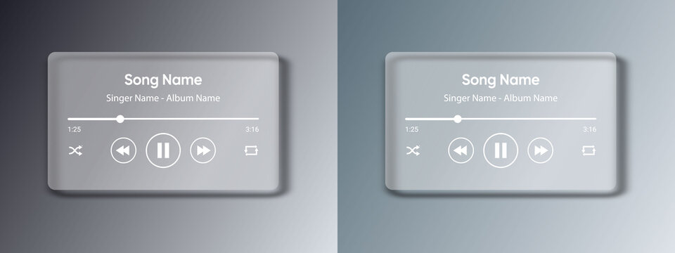 Modern Music Player Interface UI Vector Design with Audio Controls and Minimal Media Player Concept