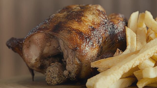 Authentic Peruvian Rotisserie Chicken Pollo a la Brasa with Crispy Fries