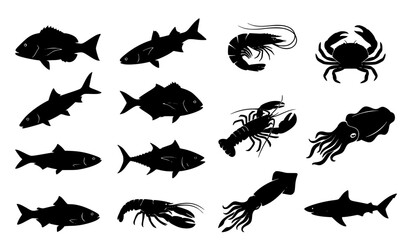 Fototapeta premium set of silhouettes of animals