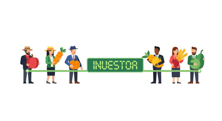 Fototapeta premium Agricultural Investment Concept with Business People and Large Produce