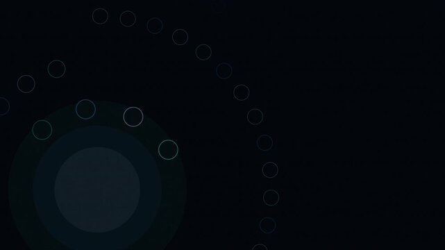 Dark tech circle arc loop with teal outlines, lower-third bed