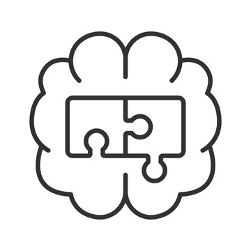 Problem-solving and idea generation, icon in line design. Puzzle, solution, problem, idea, brain, thinking, collaboration on white background vector. Problem-solving and idea generation editable strok