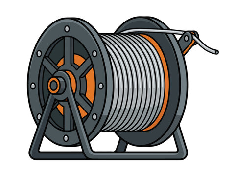 Industrial metal wire cable reel spool illustration isolated on white background