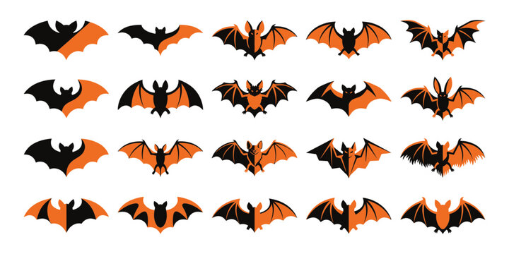 Cute and spooky Halloween flying vampire bats vector design