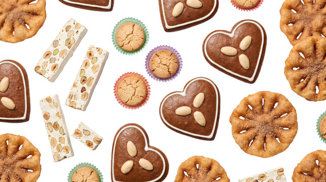Assorted International Festive Cookies Platter Isolated Cutout