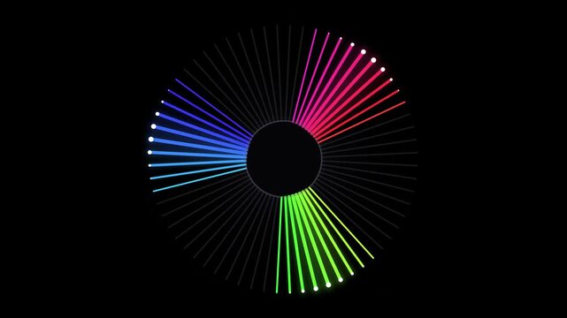 Spinning Tri-Color Radial Dial Line Segments Preloader Motion Graphic