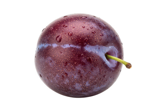 Fresh ripe purple plum isolated on transparent background