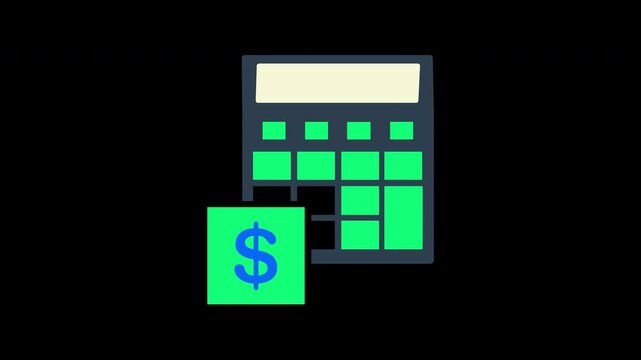 Minimalist flat icon of a digital calculator with a dollar sign for financial business concepts