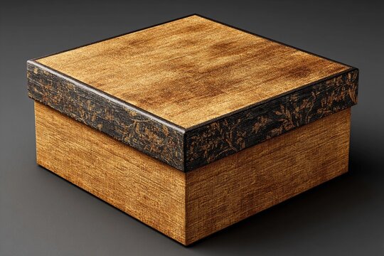 Beautiful Cardboard Box With Intricate Design Highlighting Natural Textures Generative AI