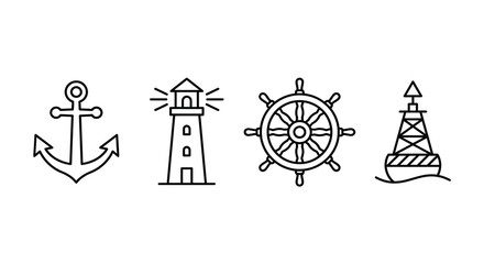 Fototapeta premium Maritime_symbols_icon_set_digne