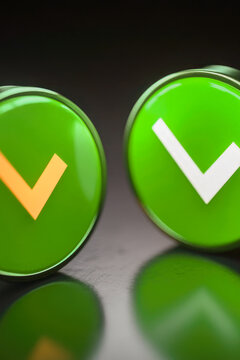A green button with a check mark, suitable for approvals, OK buttons, and more. vertical frame