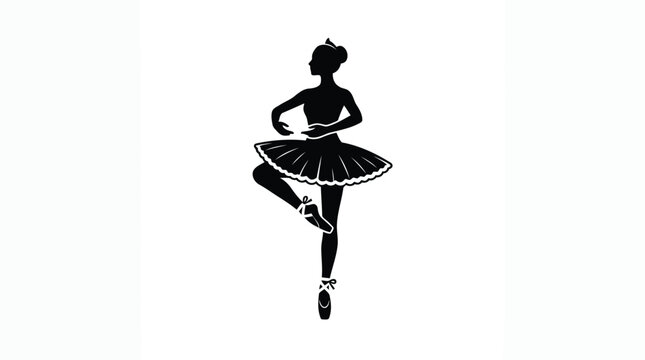 Ballerina dancing in tutu dress vector silhouette for performing arts and dance themes