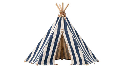 Classic blue and white striped play tent for kids indoor bedroom and outdoor garden camping fun area. © Isolated_png