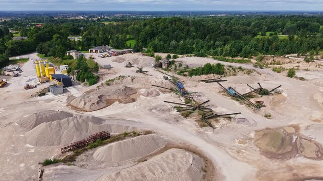 Aerial View of Gravel Processing Site in Mundigciems, Talsi Municipality, Latvia
