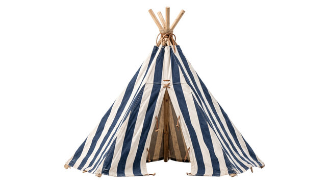 Classic blue and white striped play tent for kids indoor bedroom and outdoor garden camping fun area.