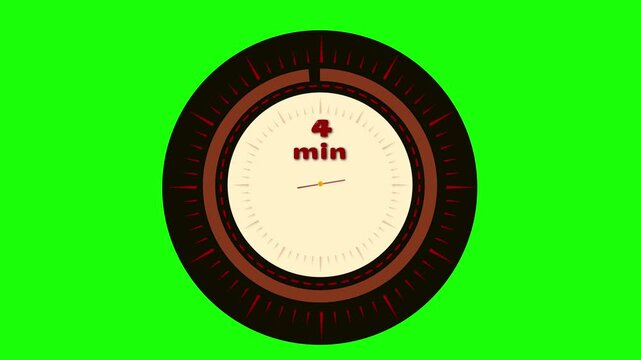 green screen wall clock animation waiting five or 4 or 3 or 2 or 1 minutes or clock animation cirkle or wall clock animation