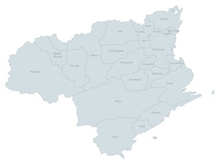 Fototapeta premium Administrative Divisions Map of Tokushima Prefecture, Japan