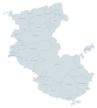 Administrative Map of Wakayama Prefecture, Japan - Detailed Political Boundaries