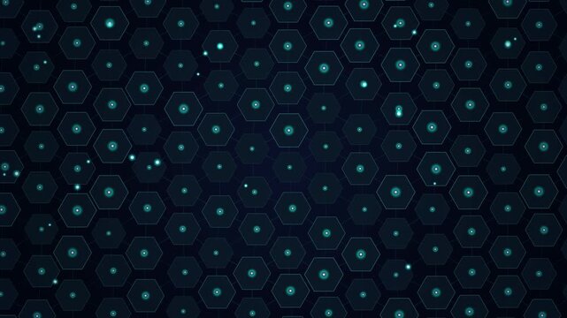 Abstract digital background featuring glowing blue hexagonal network Motion Graphic