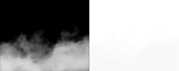 Fototapeta premium Low lying white smoke or fog drifting across transparent background.