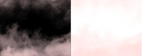 Fototapeta premium Wispy pinkish smoke or fog rising from bottom on transparent background.
