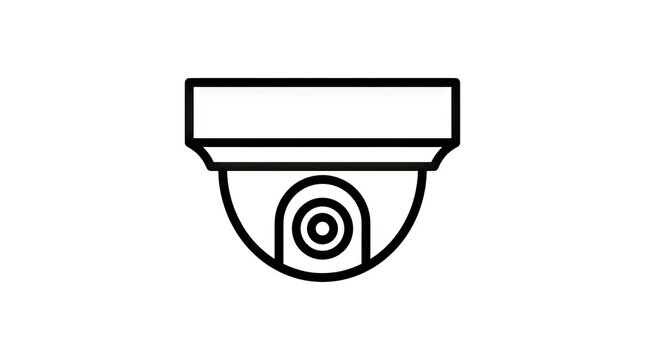Minimalist black outline icon of a dome security camera