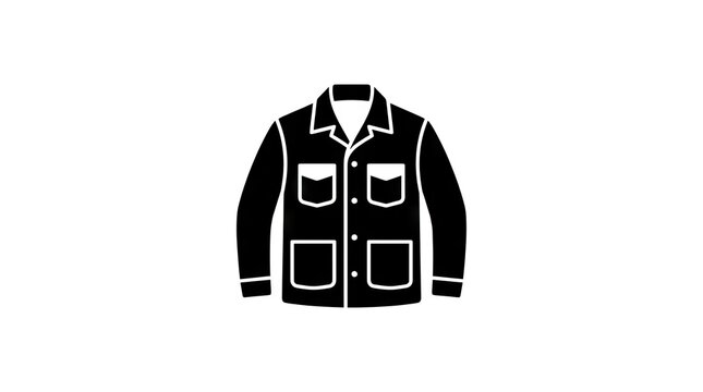 Minimalist black work jacket icon with four pockets