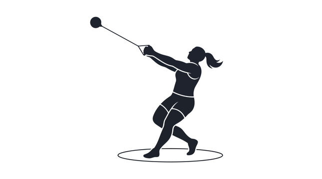 Female athlete silhouette throwing hammer throw sports vector illustration